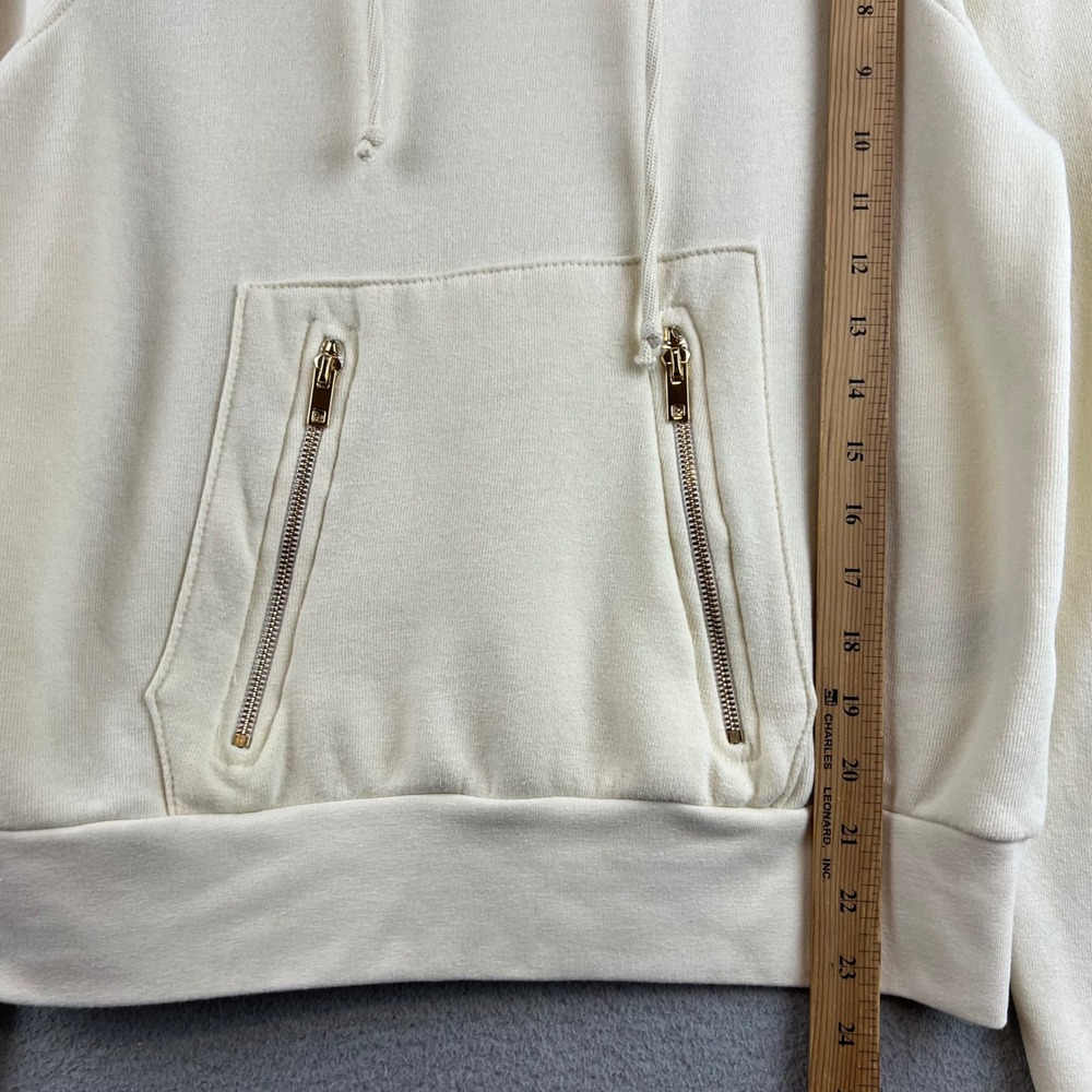 Aviator Nation Cream White Rainbow Logo Funnel Neck Hoodie Zip Pocket Women XS - Picture 9 of 13